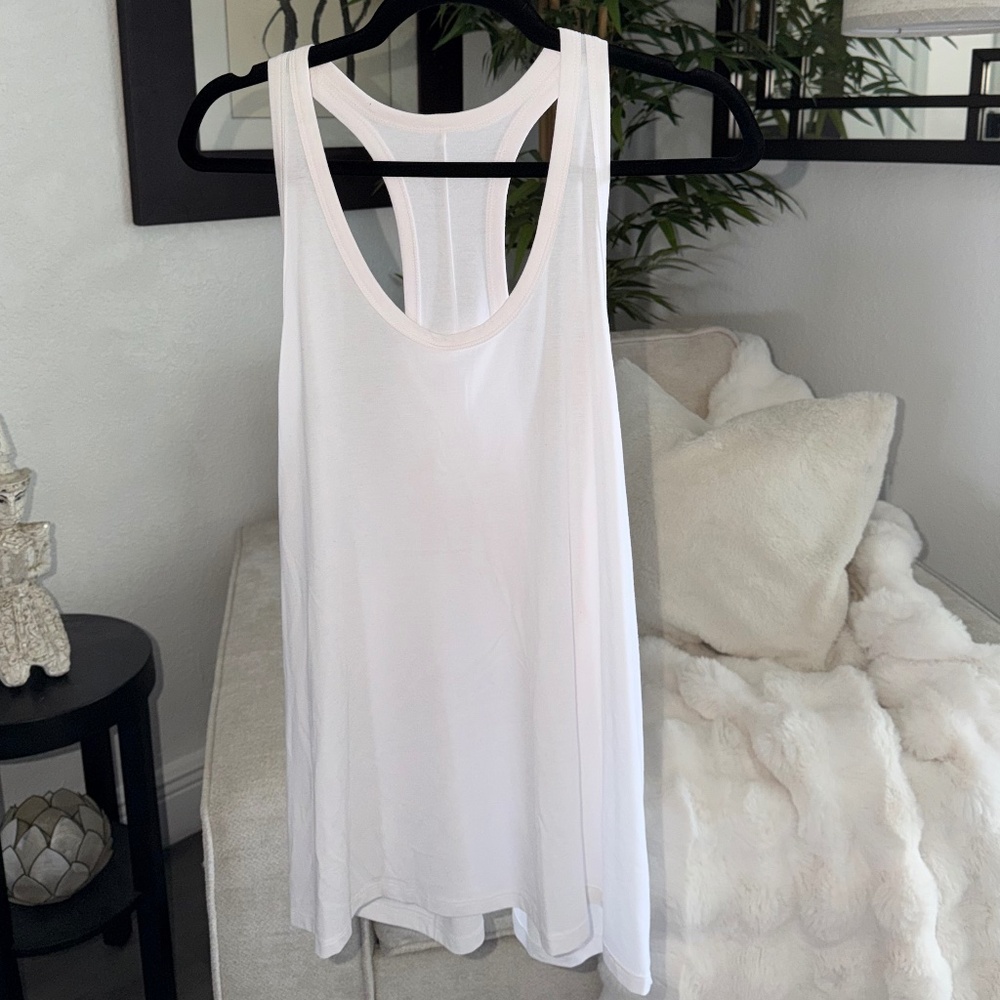 ALO YOGA Racer Back Tank Top, White, L